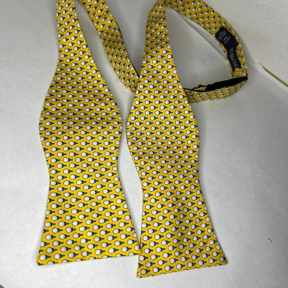 Golf Bow Tie -Silk Adjustable with Golf balls on tees discreet pattern Cremieux